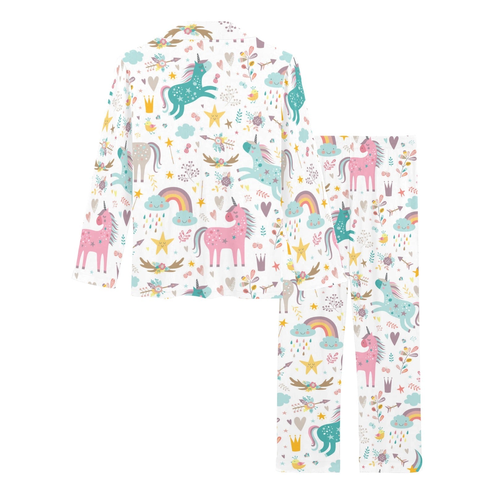 Colorful unicorn pattern Women's Long Pajama Set