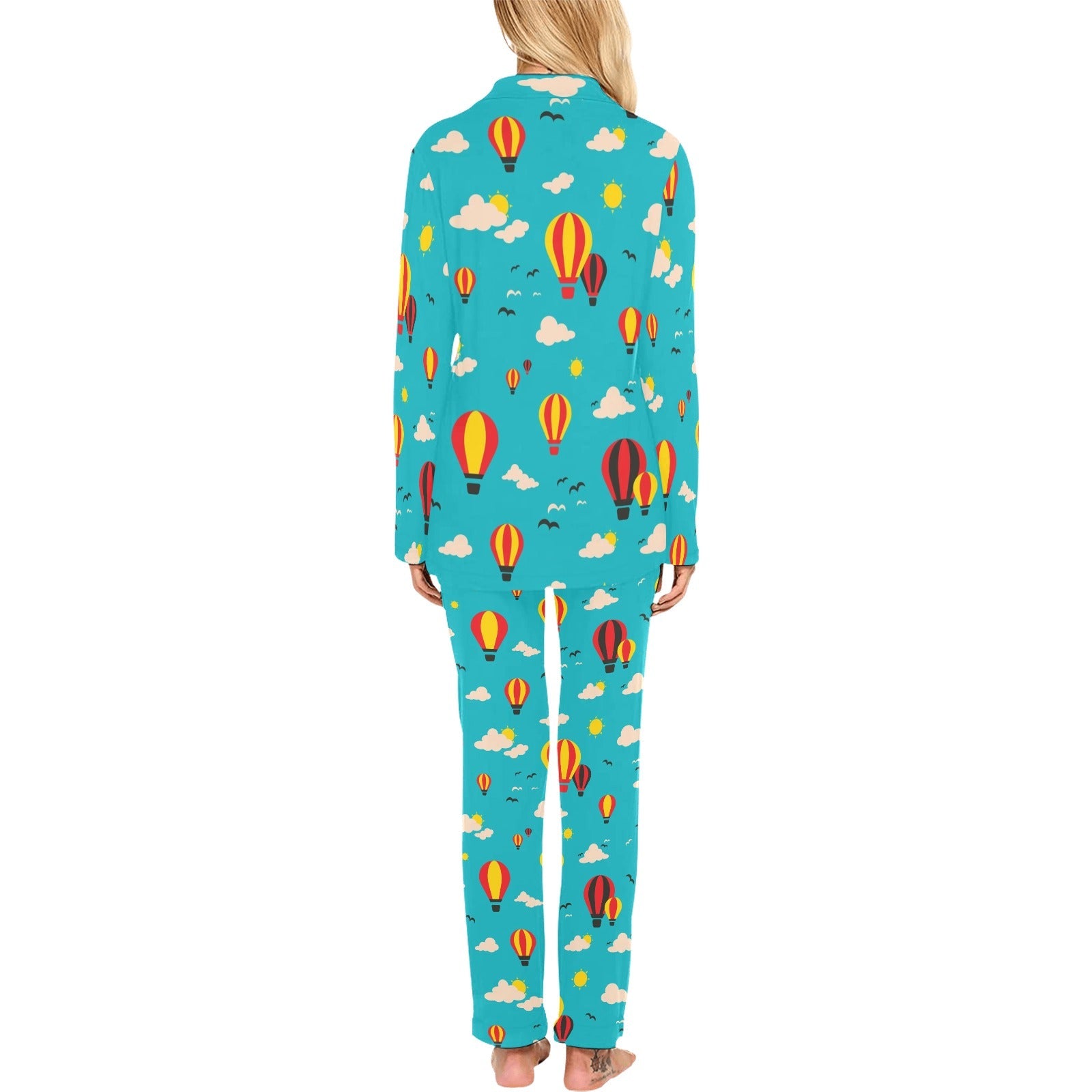 Hot Air Balloon Sky Pattern Women's Long Pajama Set