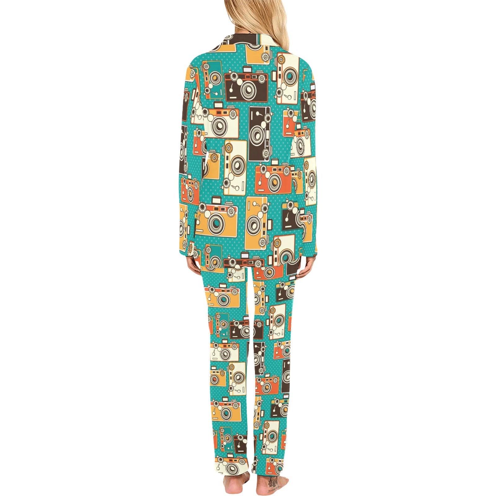 Camera Pattern Print Design 03 Women's Long Pajama Set