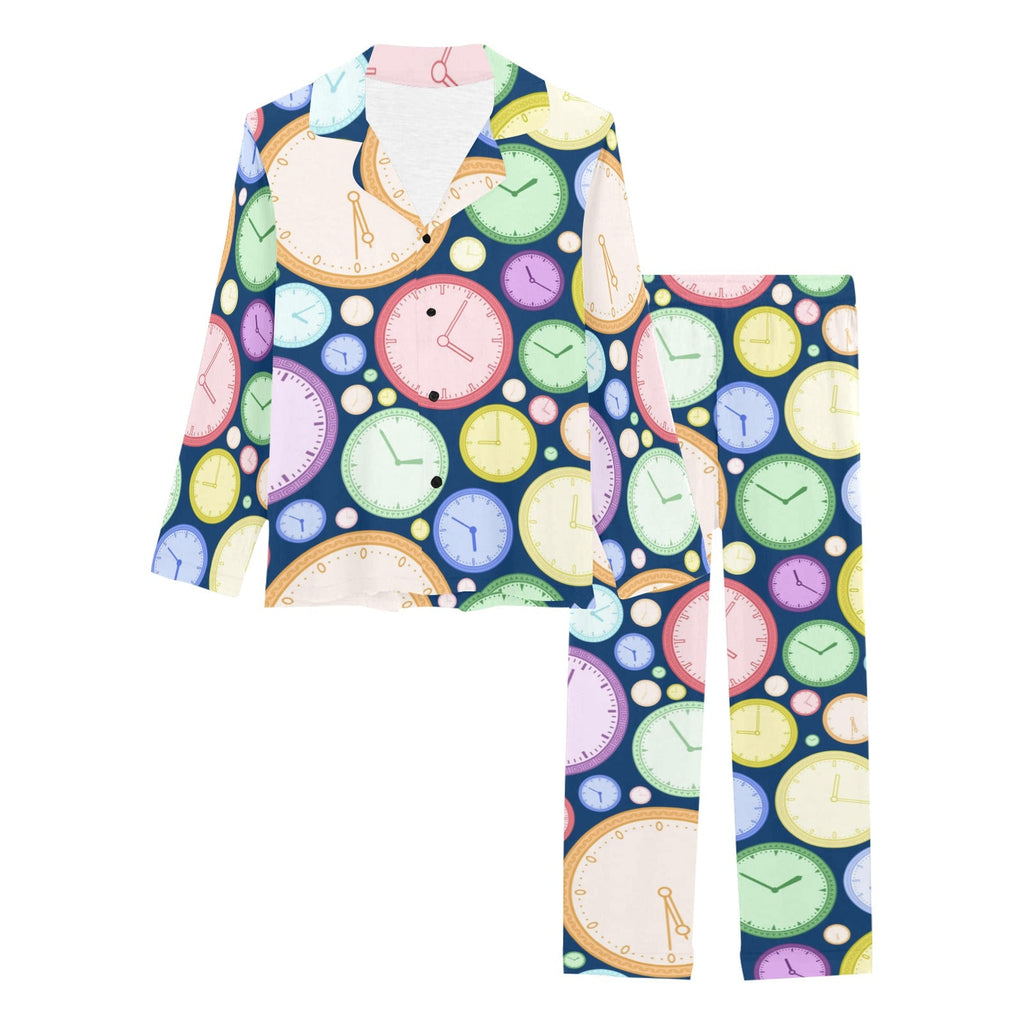 Colorful clock background Women's Long Pajama Set
