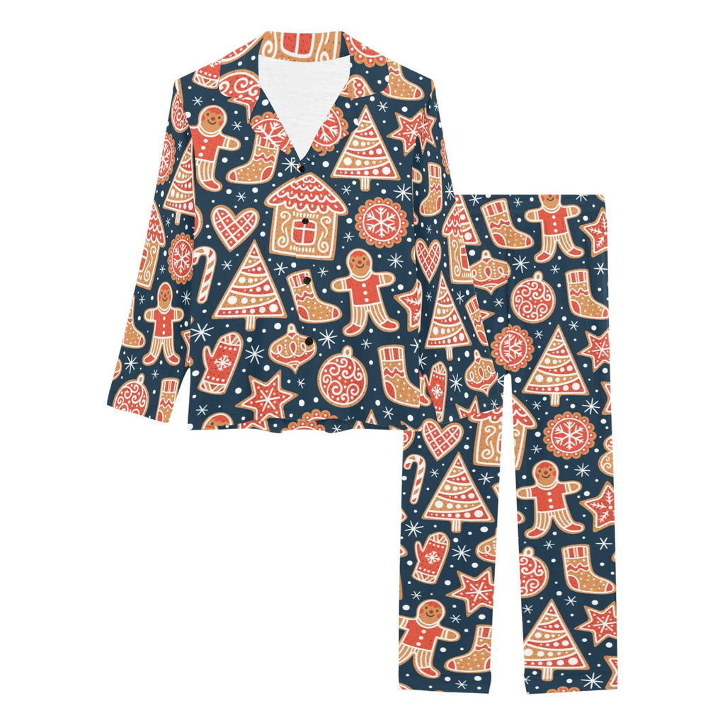 Christmas gingerbread cookie pattern Women's Long Pajama Set