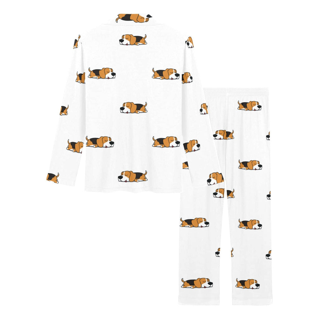 Cute beagle dog sleeping pattern Women's Long Pajama Set