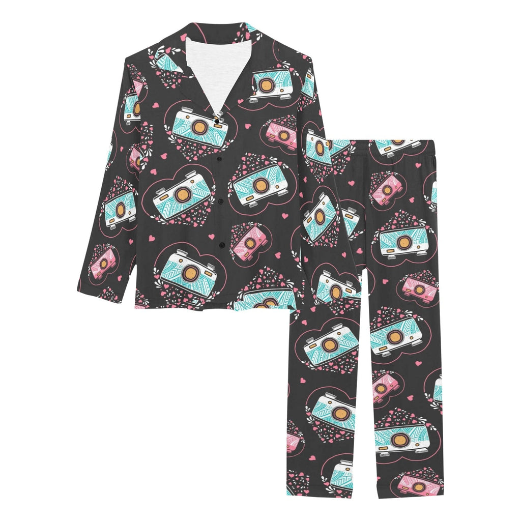 Camera Pattern Print Design 04 Women's Long Pajama Set