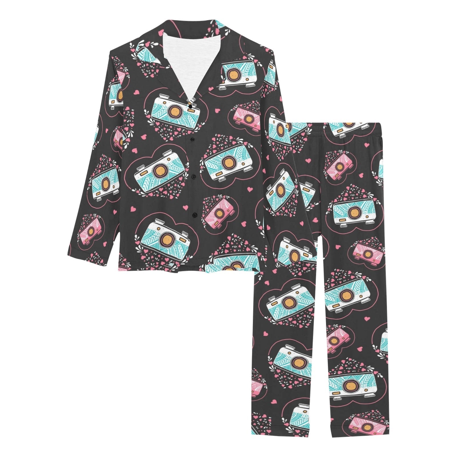 Camera Pattern Print Design 04 Women's Long Pajama Set