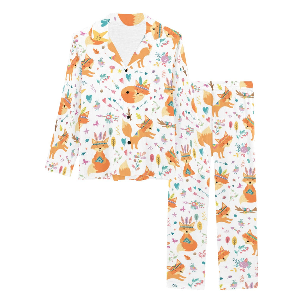 cute tribal fox pattern Women's Long Pajama Set