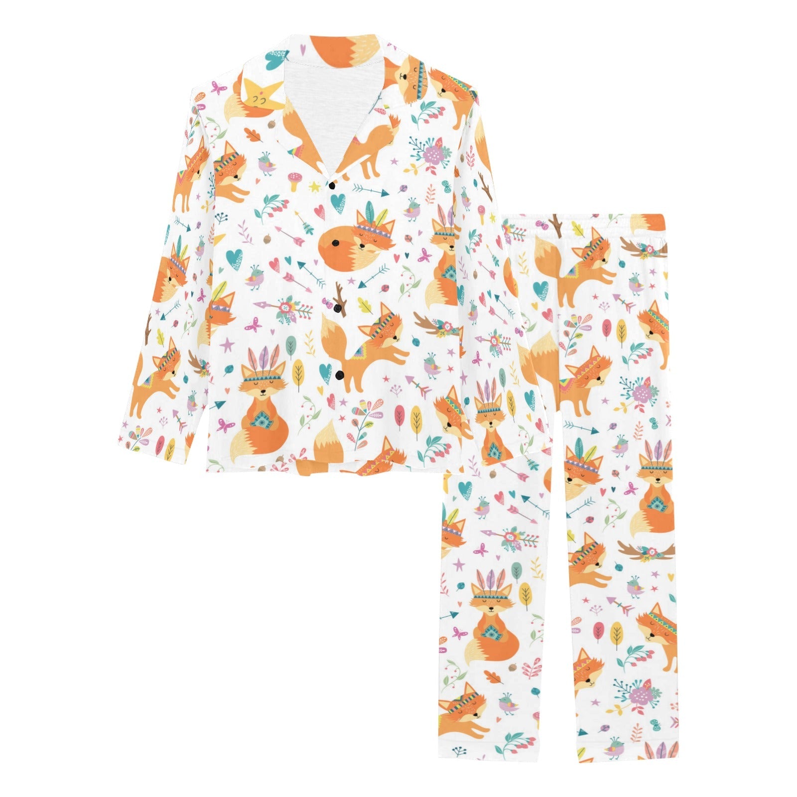 cute tribal fox pattern Women's Long Pajama Set
