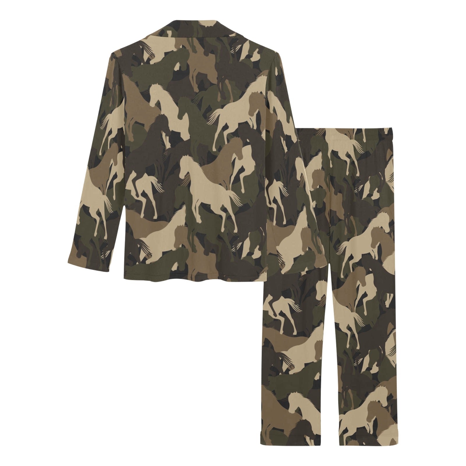 Horse Camouflage Pattern Women's Long Pajama Set