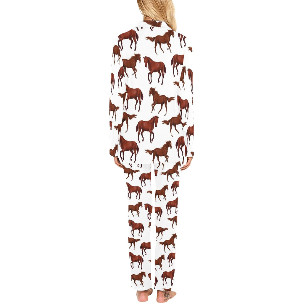 Horses running pattern background Women's Long Pajama Set
