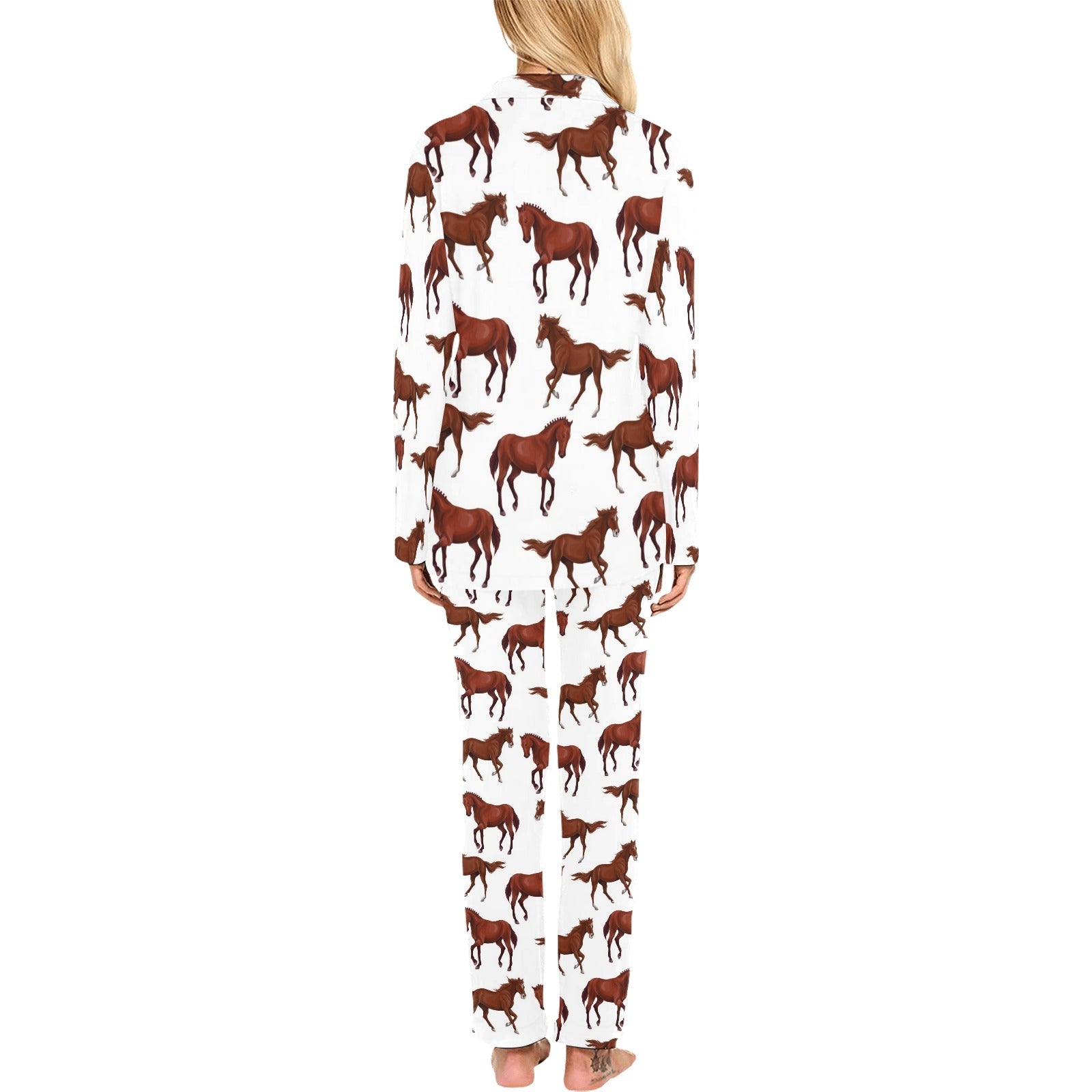 Horses running pattern background Women's Long Pajama Set