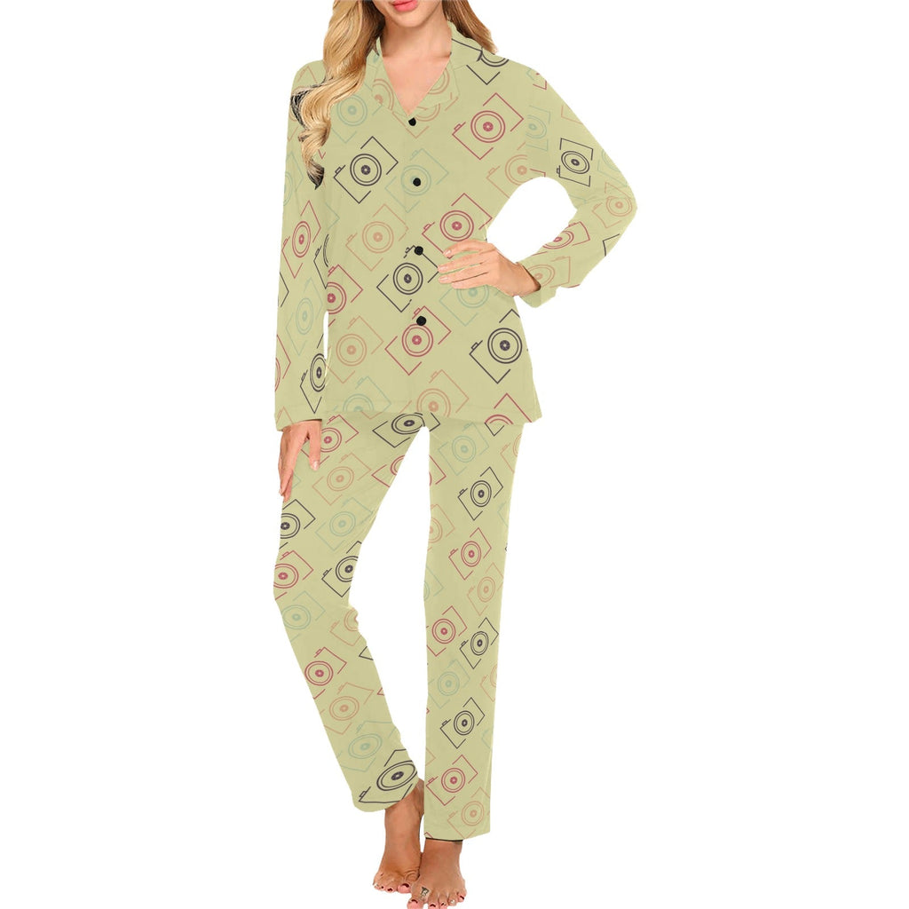 Camera Pattern Print Design 01 Women's Long Pajama Set