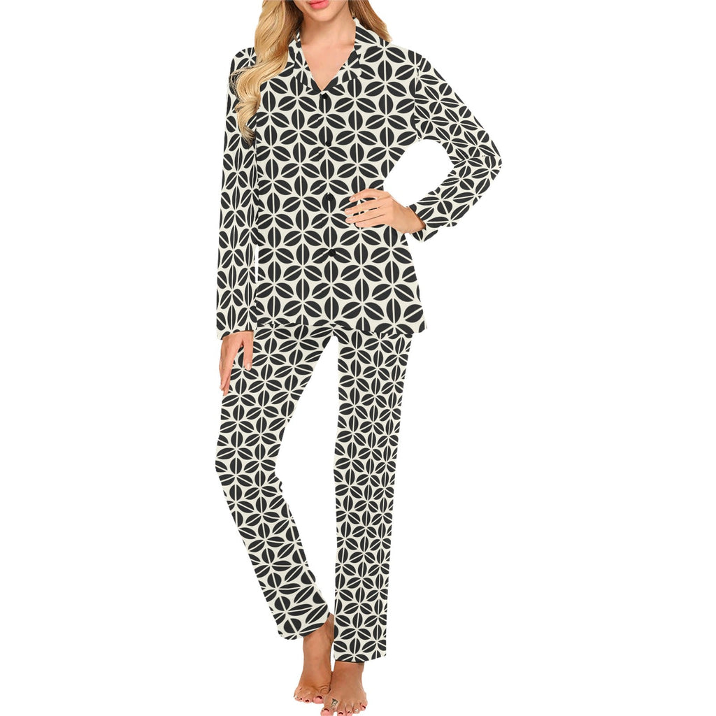Coffee bean abstract modern pattern Women's Long Pajama Set
