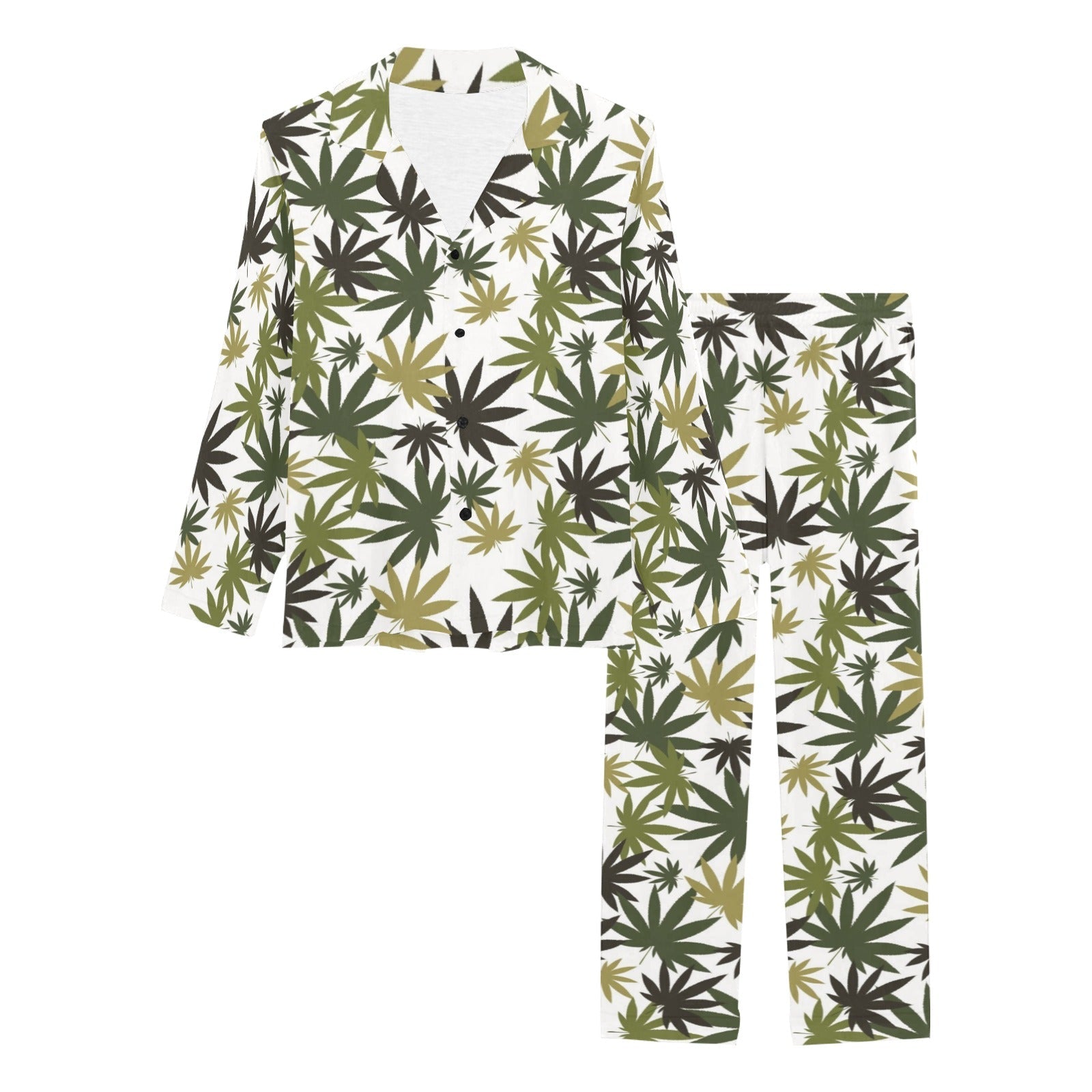 Canabis Marijuana Weed Pattern Print Design 05 Women's Long Pajama Set