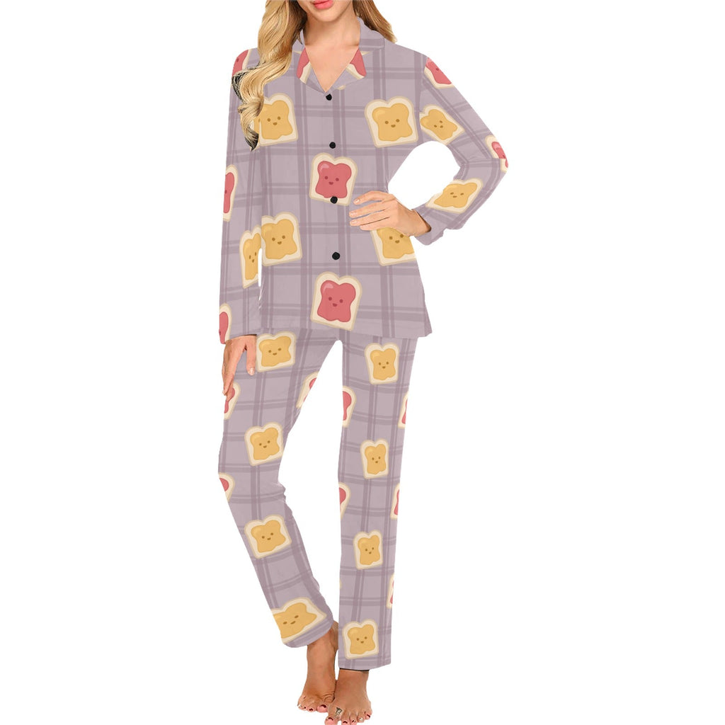 Bread Toast Pattern Print Design 05 Women's Long Pajama Set