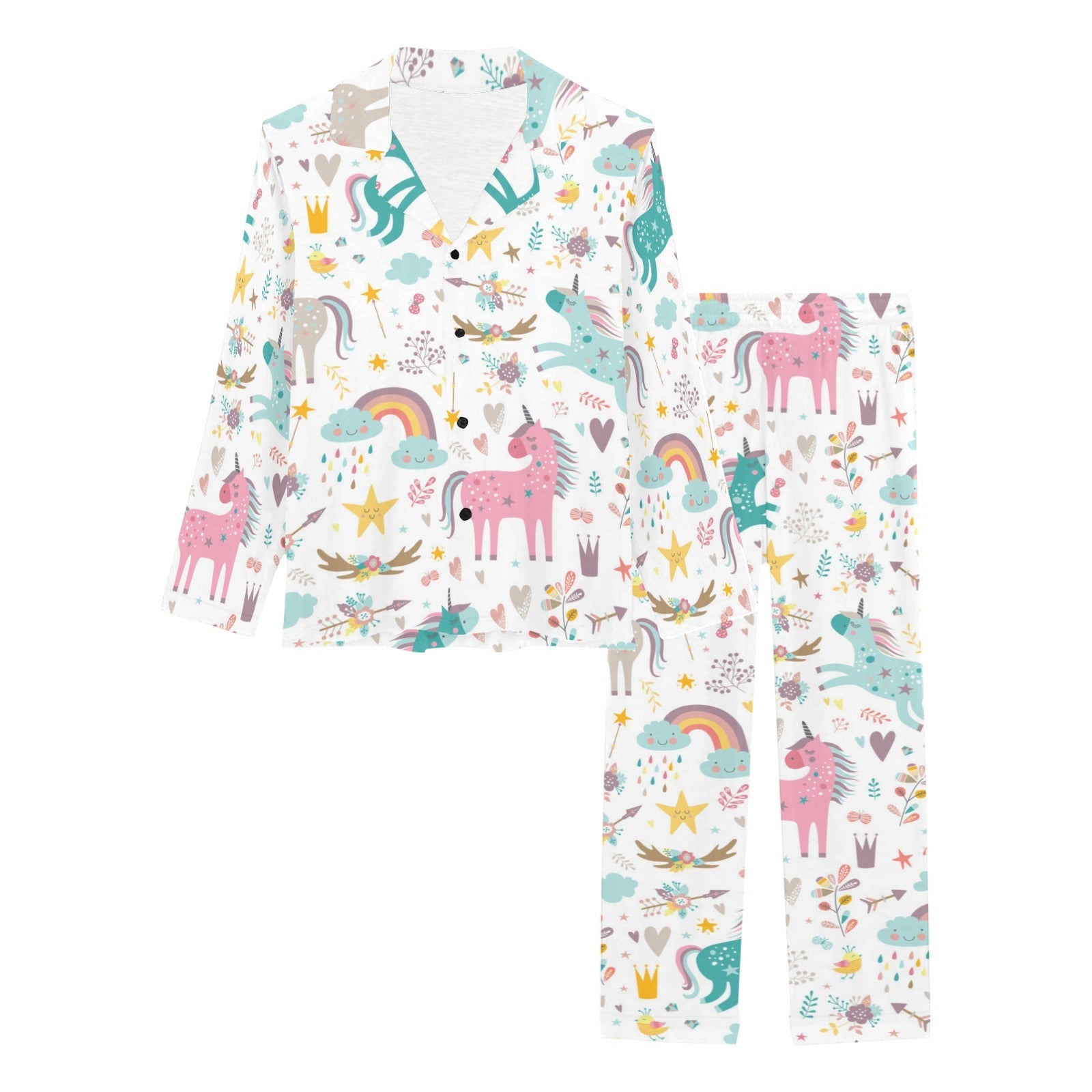 Colorful unicorn pattern Women's Long Pajama Set