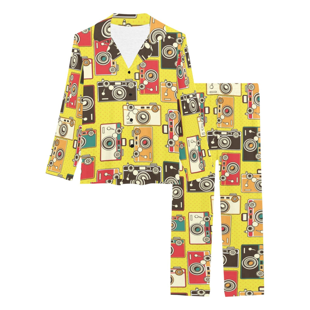 Camera Pattern Print Design 02 Women's Long Pajama Set