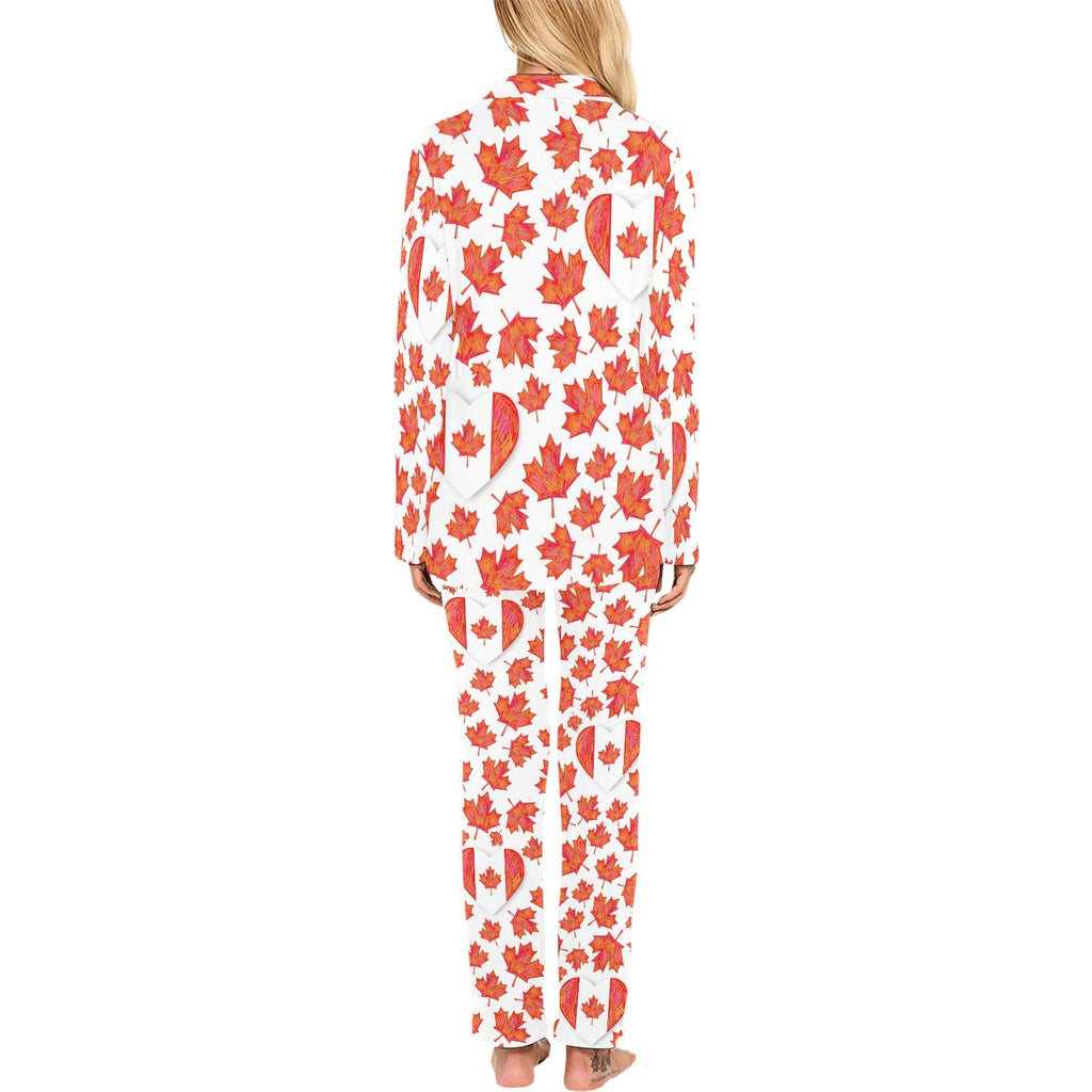 Canada Pattern Print Design 02 Women's Long Pajama Set