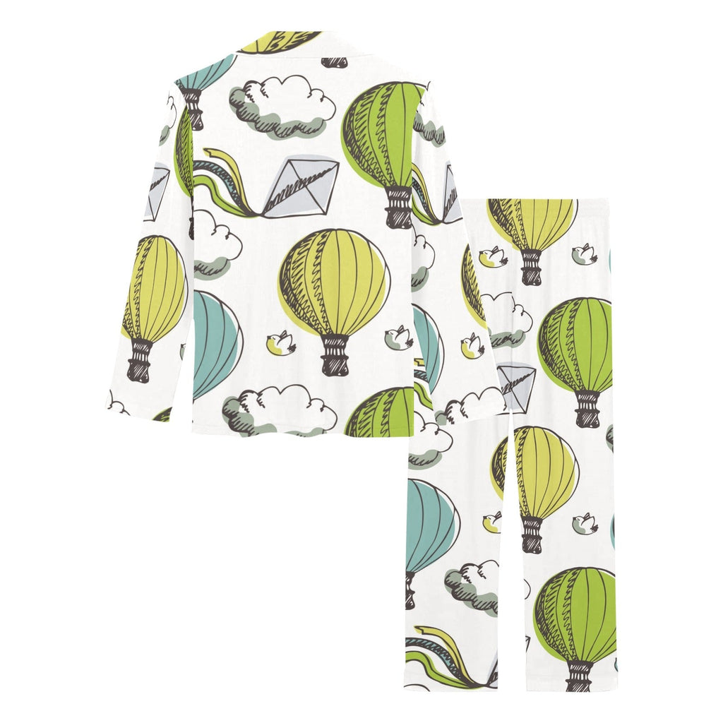Hot Air Balloon Bird Cloud Pattern Women's Long Pajama Set