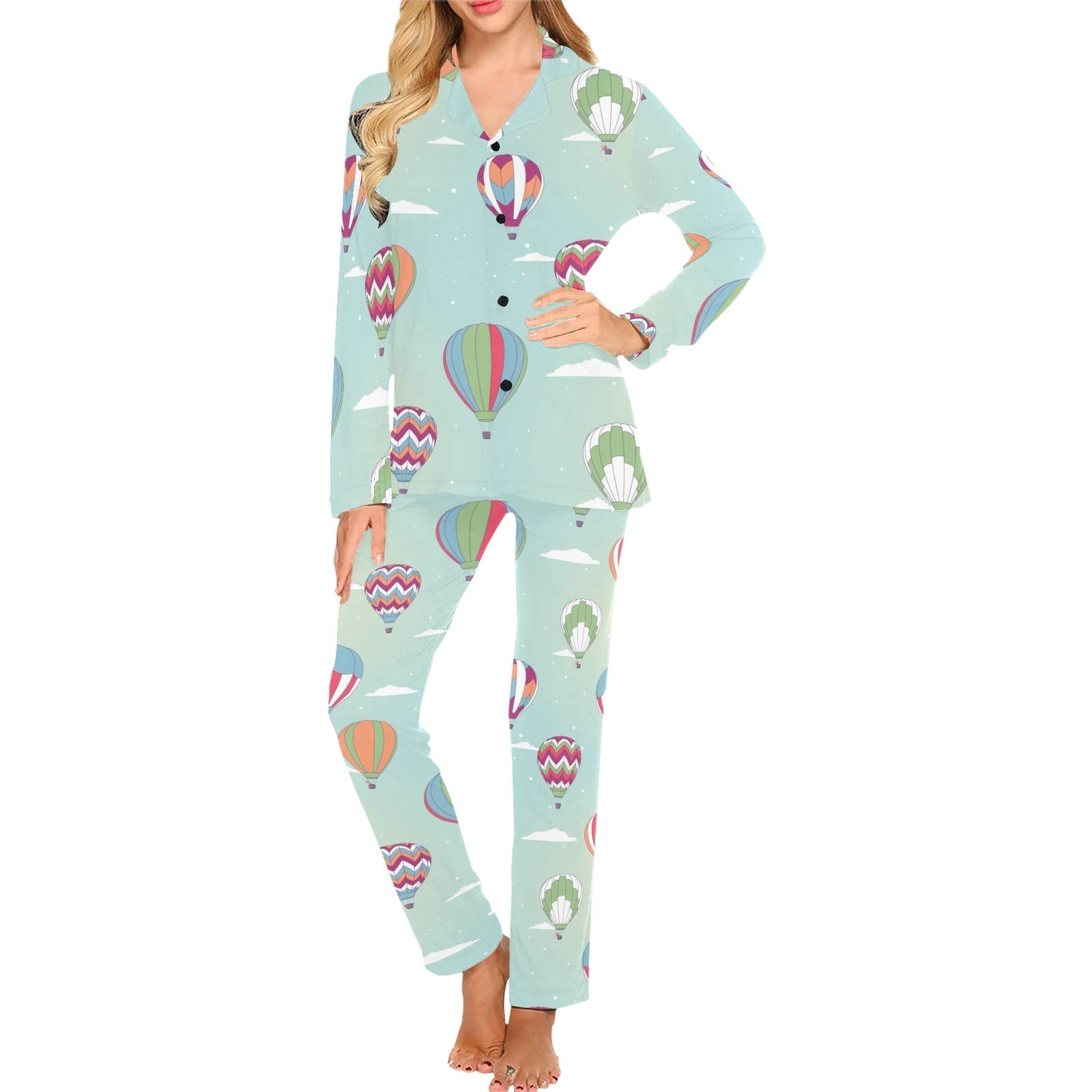 Hot Air Balloon design Pattern Women's Long Pajama Set