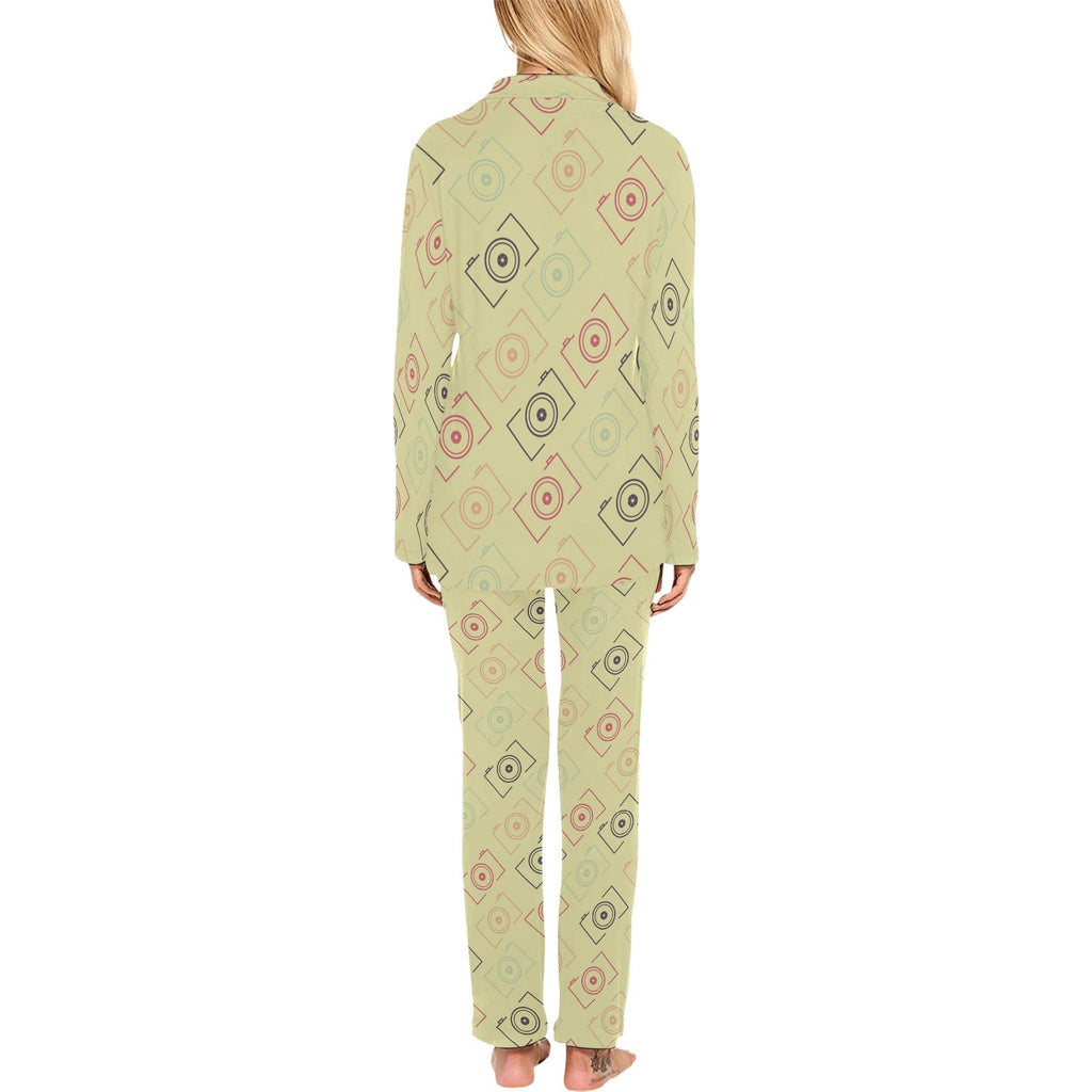 Camera Pattern Print Design 01 Women's Long Pajama Set