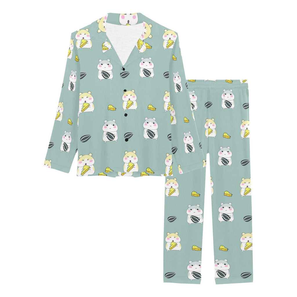Cute hamster cheese pattern Women's Long Pajama Set