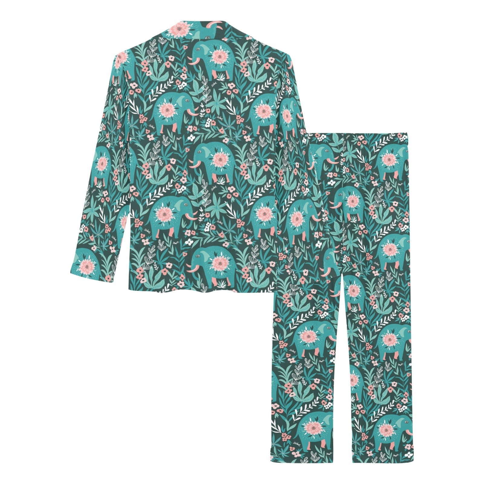 Elephants jungle pattern Women's Long Pajama Set