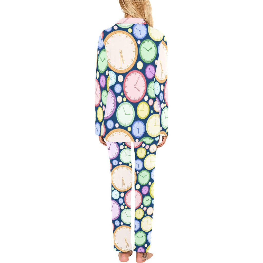 Colorful clock background Women's Long Pajama Set