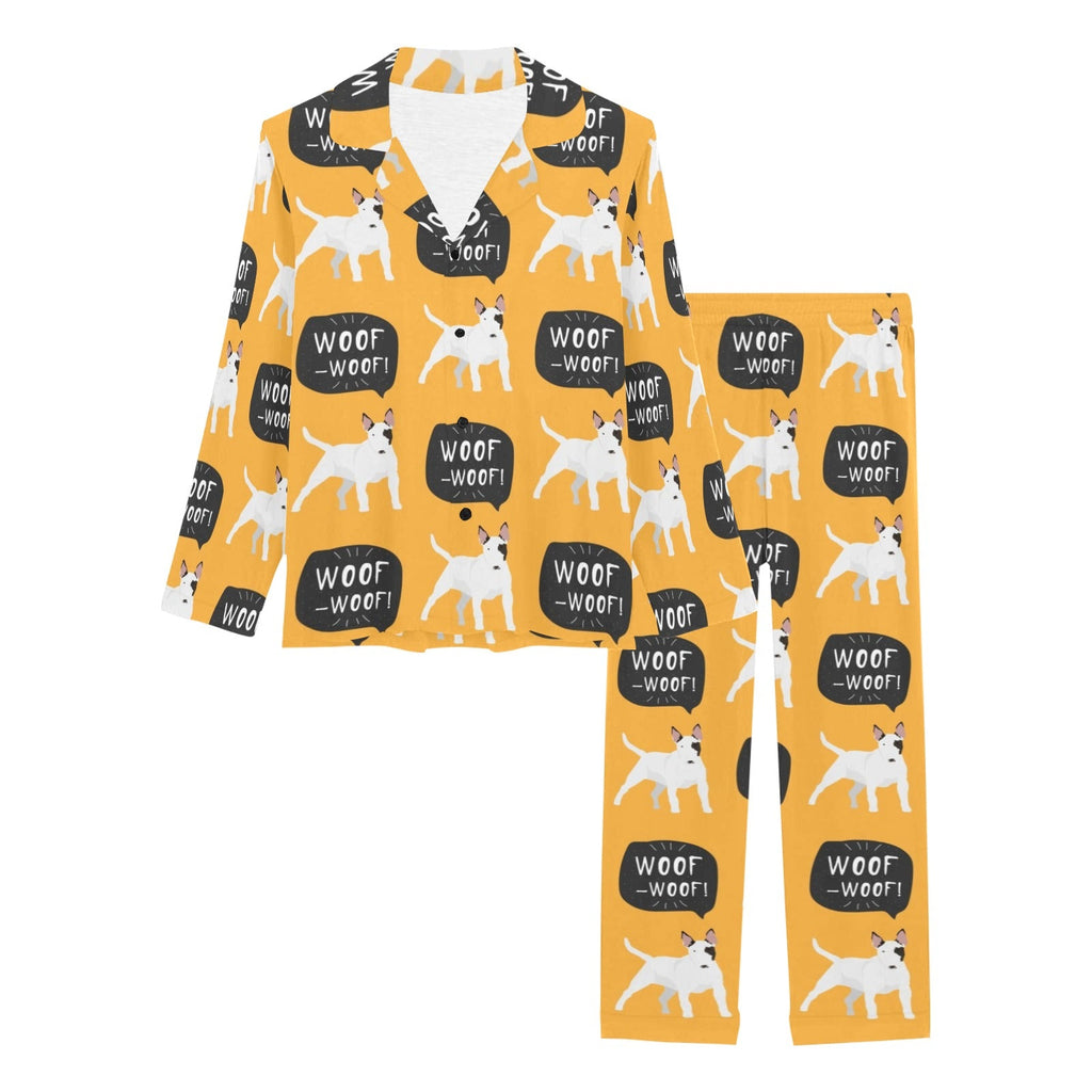 Bull Terrier Pattern Print Design 03 Women's Long Pajama Set