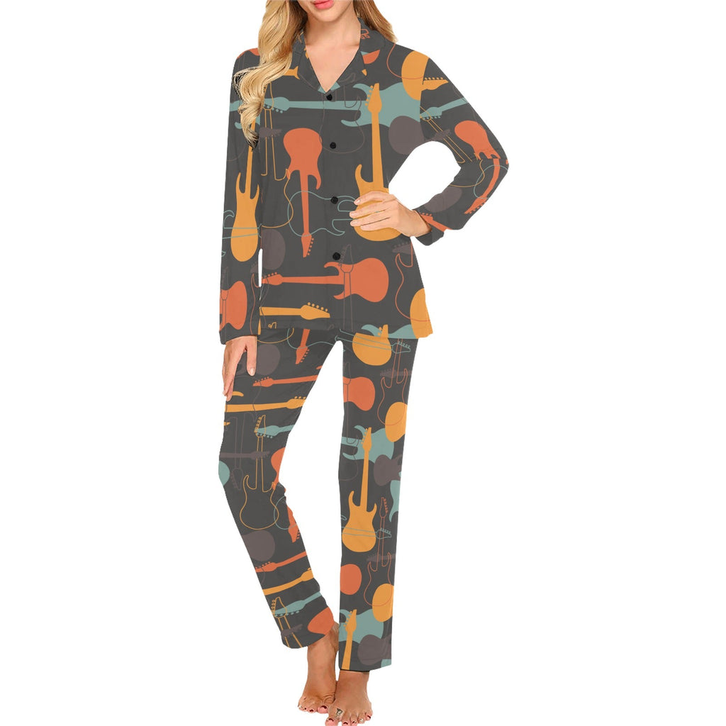 electric guitars pattern Women's Long Pajama Set