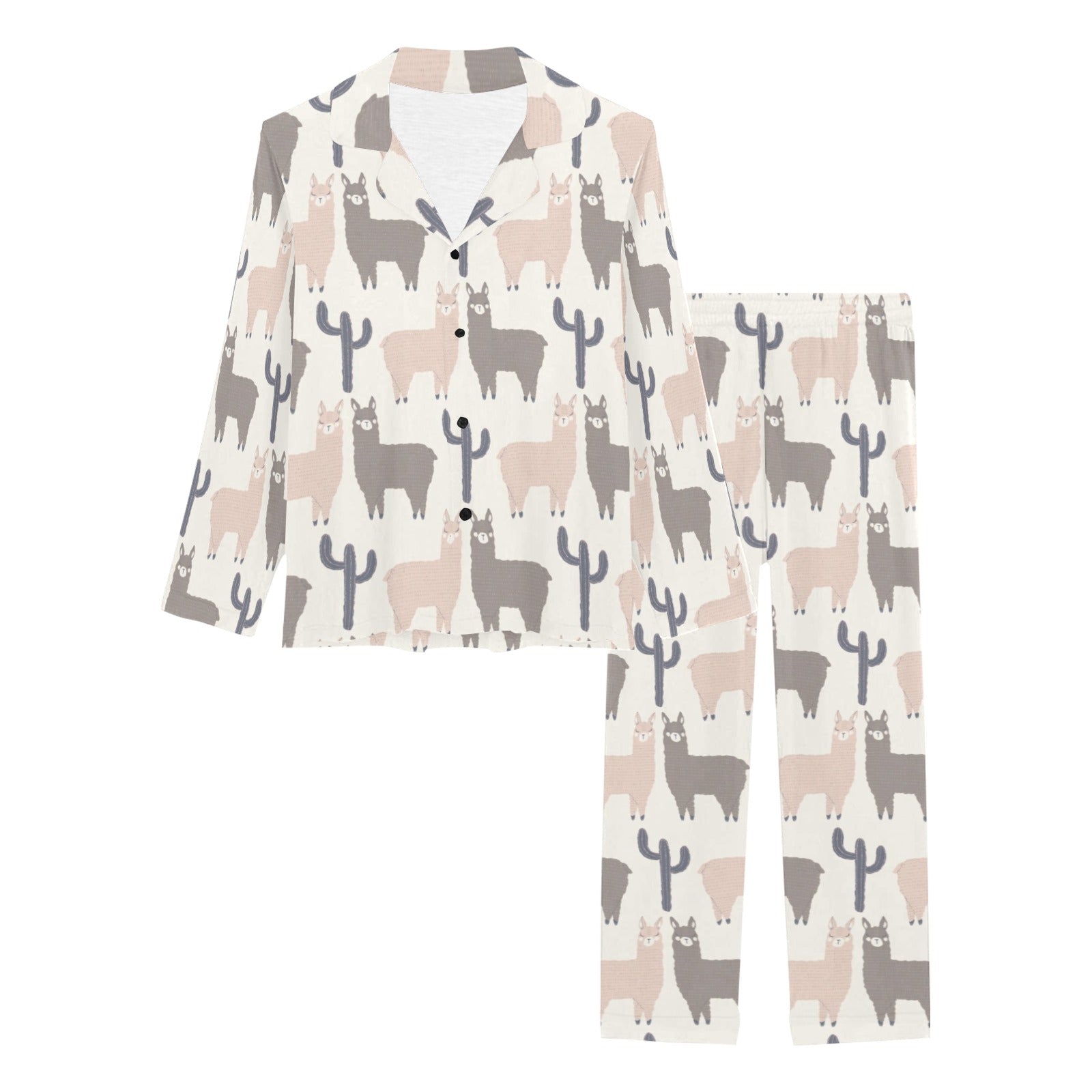 Llama Alpaca pattern Women's Long Pajama Set