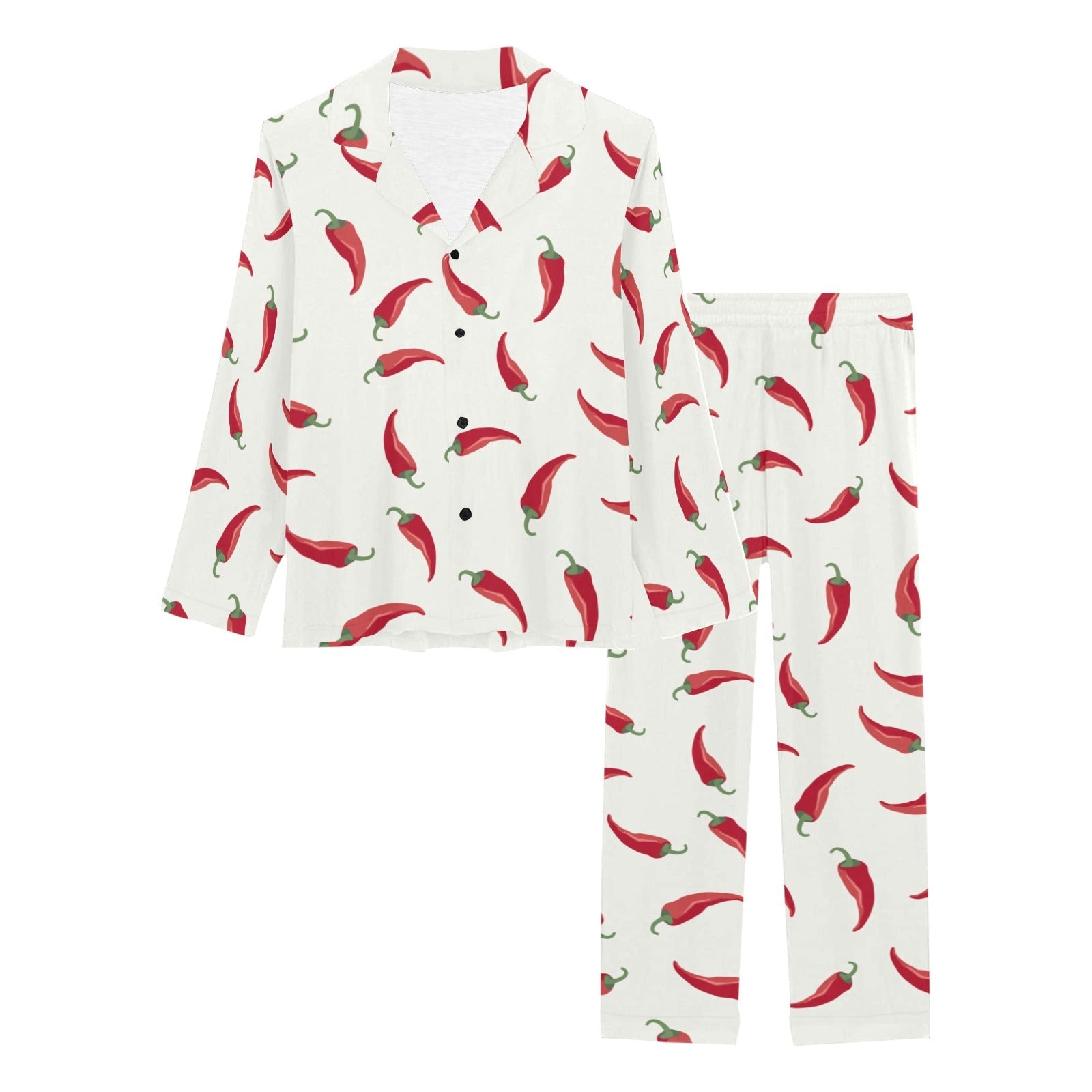 Chili peppers pattern Women's Long Pajama Set