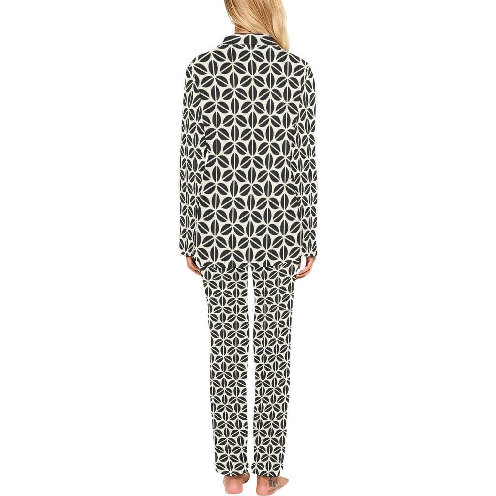 Coffee bean abstract modern pattern Women's Long Pajama Set