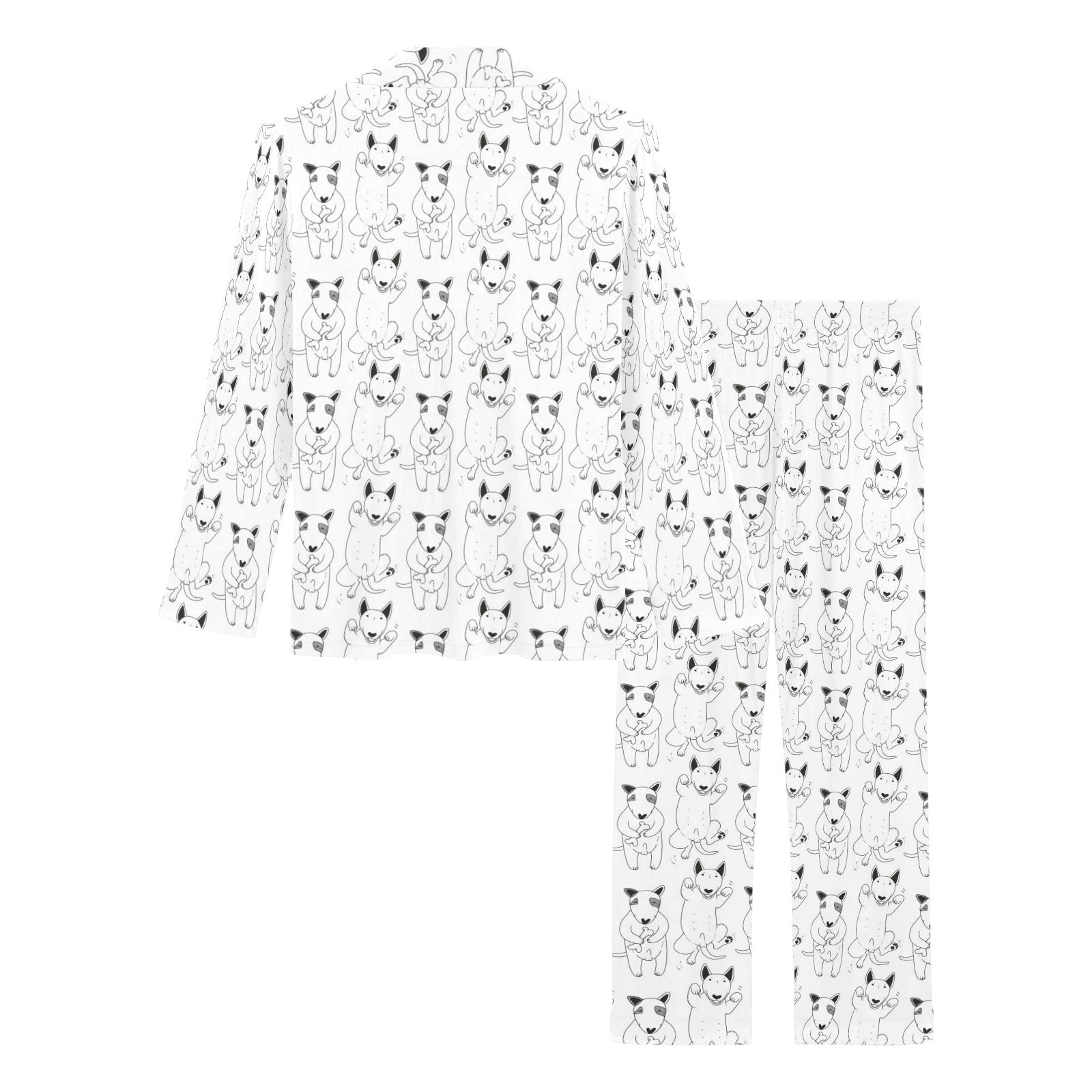 Bull Terrier Pattern Print Design 02 Women's Long Pajama Set