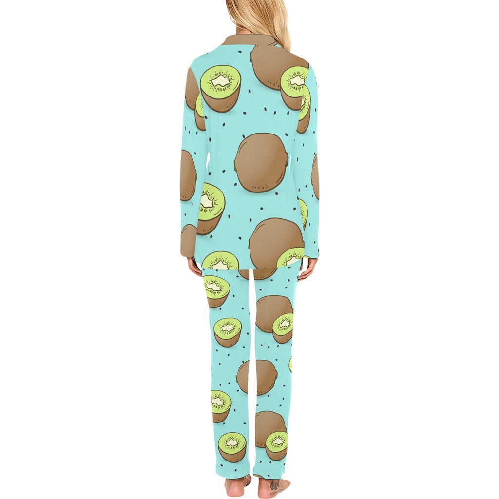 Kiwi blue background Women's Long Pajama Set