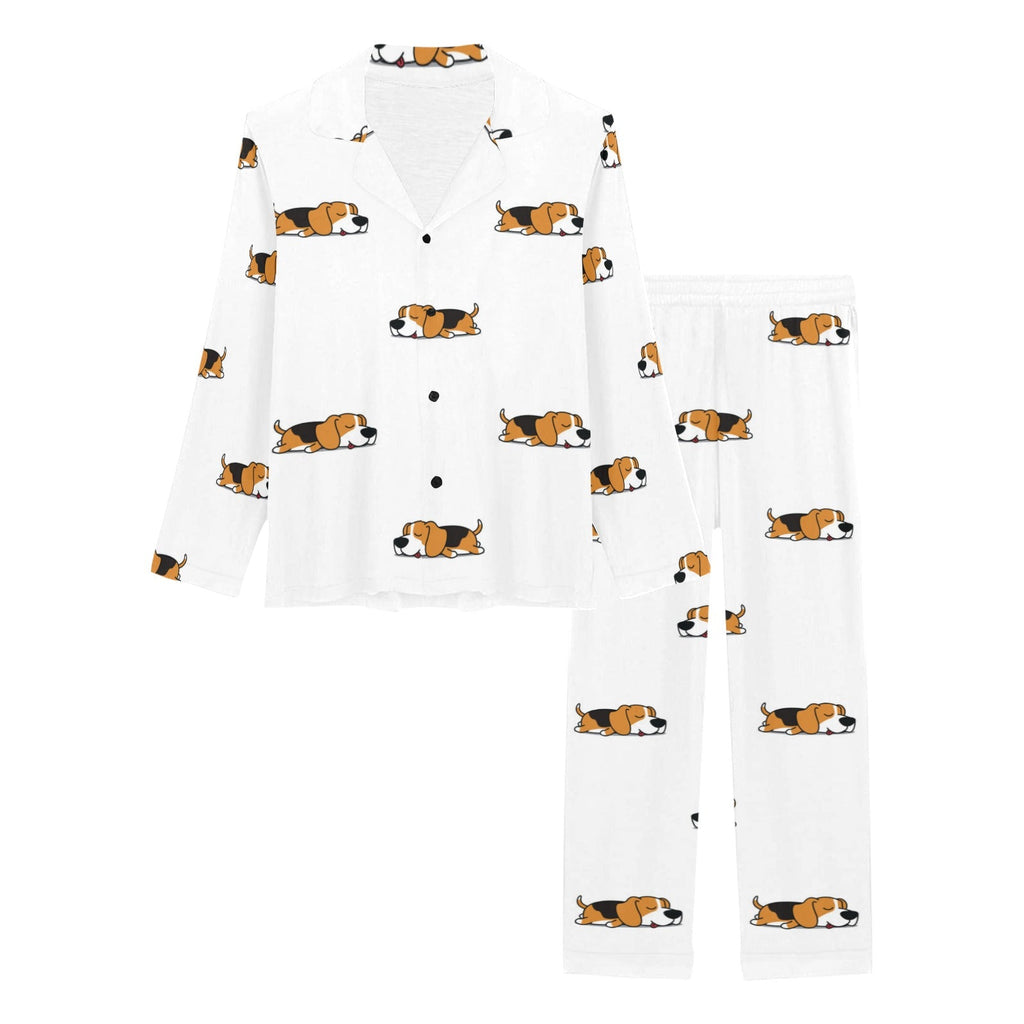 Cute beagle dog sleeping pattern Women's Long Pajama Set