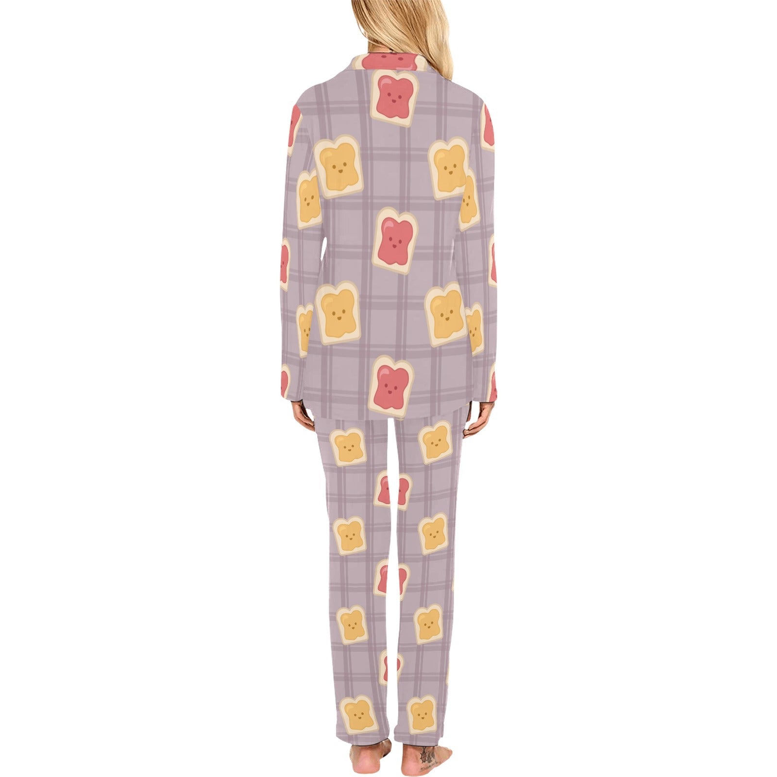 Bread Toast Pattern Print Design 05 Women's Long Pajama Set