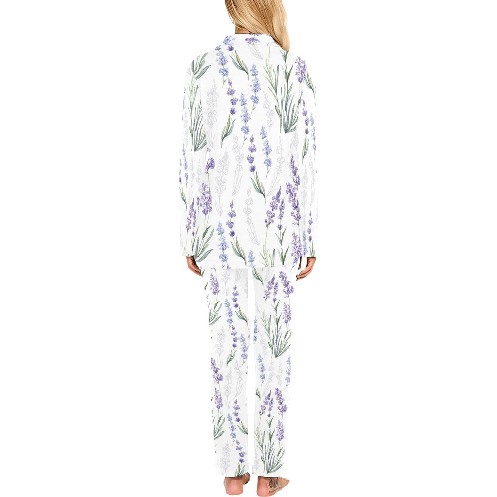 Hand painting Watercolor Lavender Women's Long Pajama Set