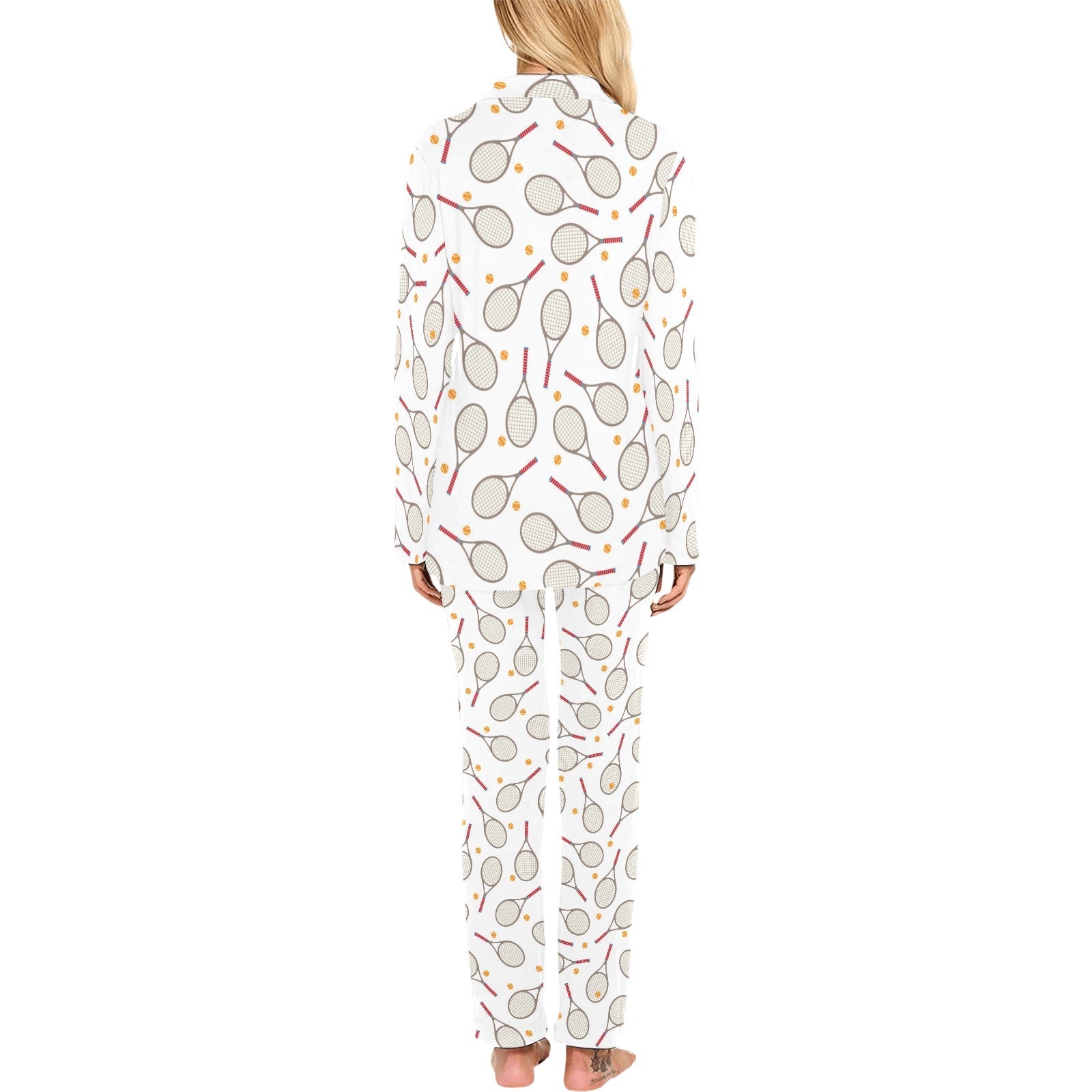 Tennis Pattern Print Design 04 Women's Long Pajama Set