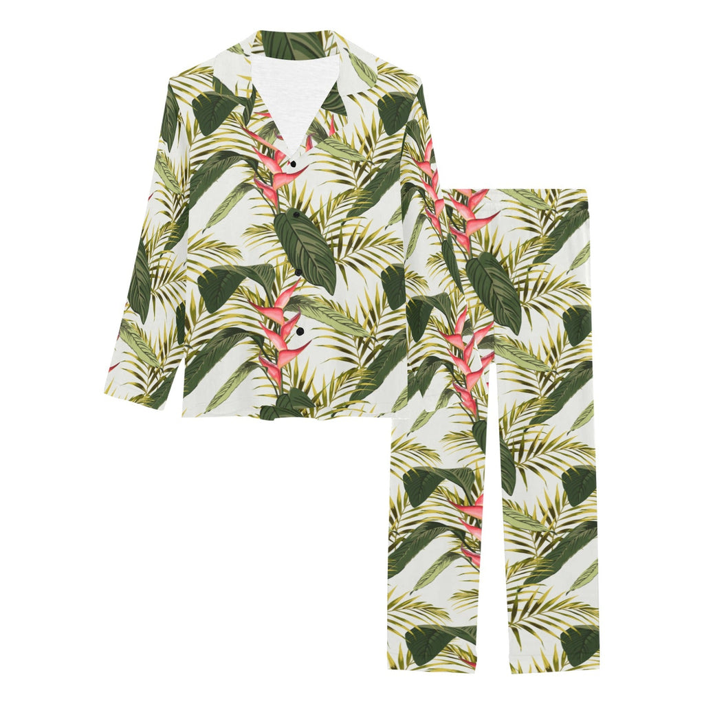 heliconia pattern Women's Long Pajama Set