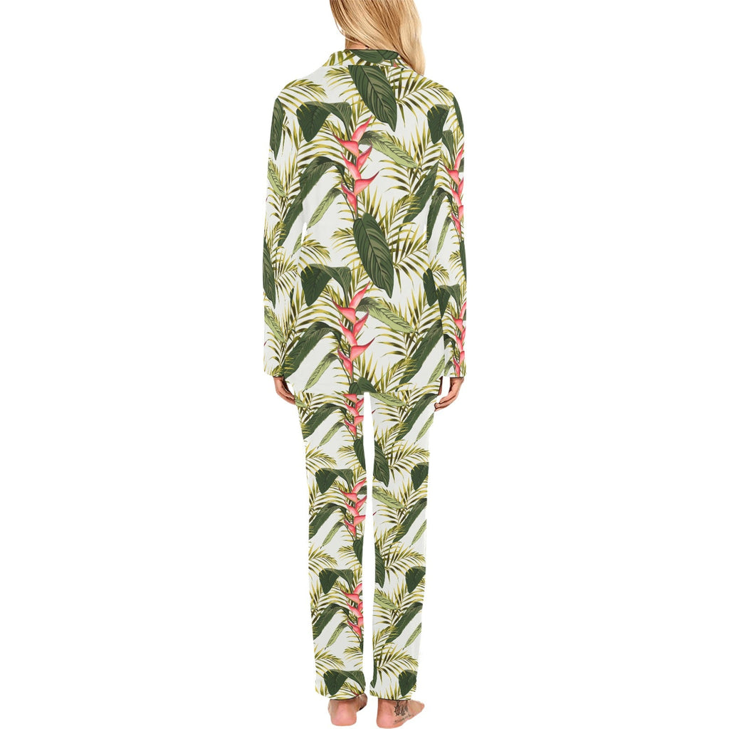 heliconia pattern Women's Long Pajama Set