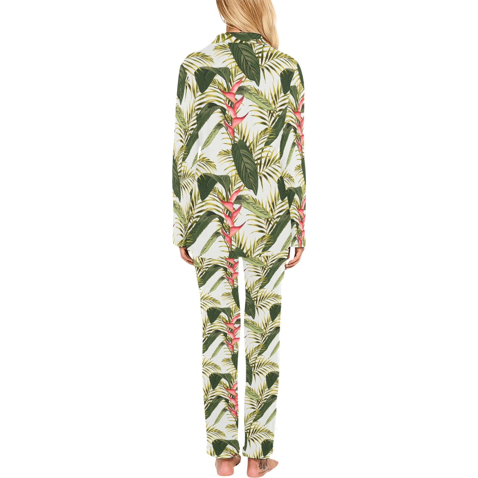 heliconia pattern Women's Long Pajama Set