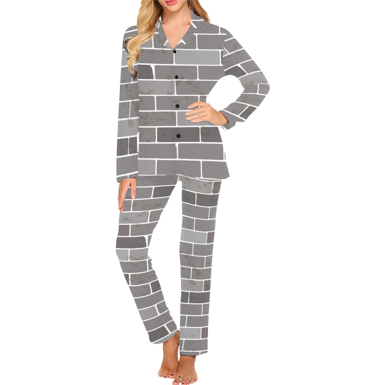 Brick Printed Pattern Print Design 05 Women's Long Pajama Set