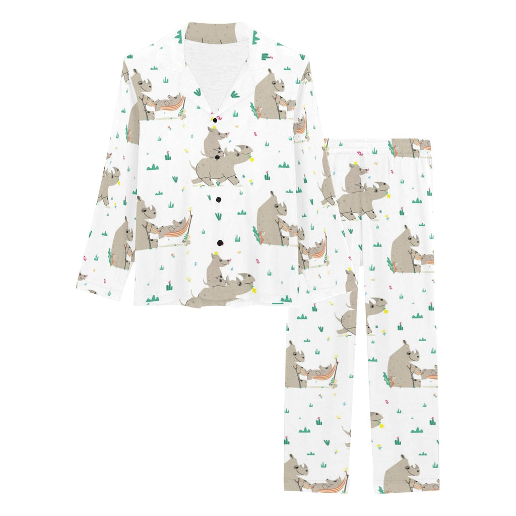 Cute Rhino pattern background Women's Long Pajama Set