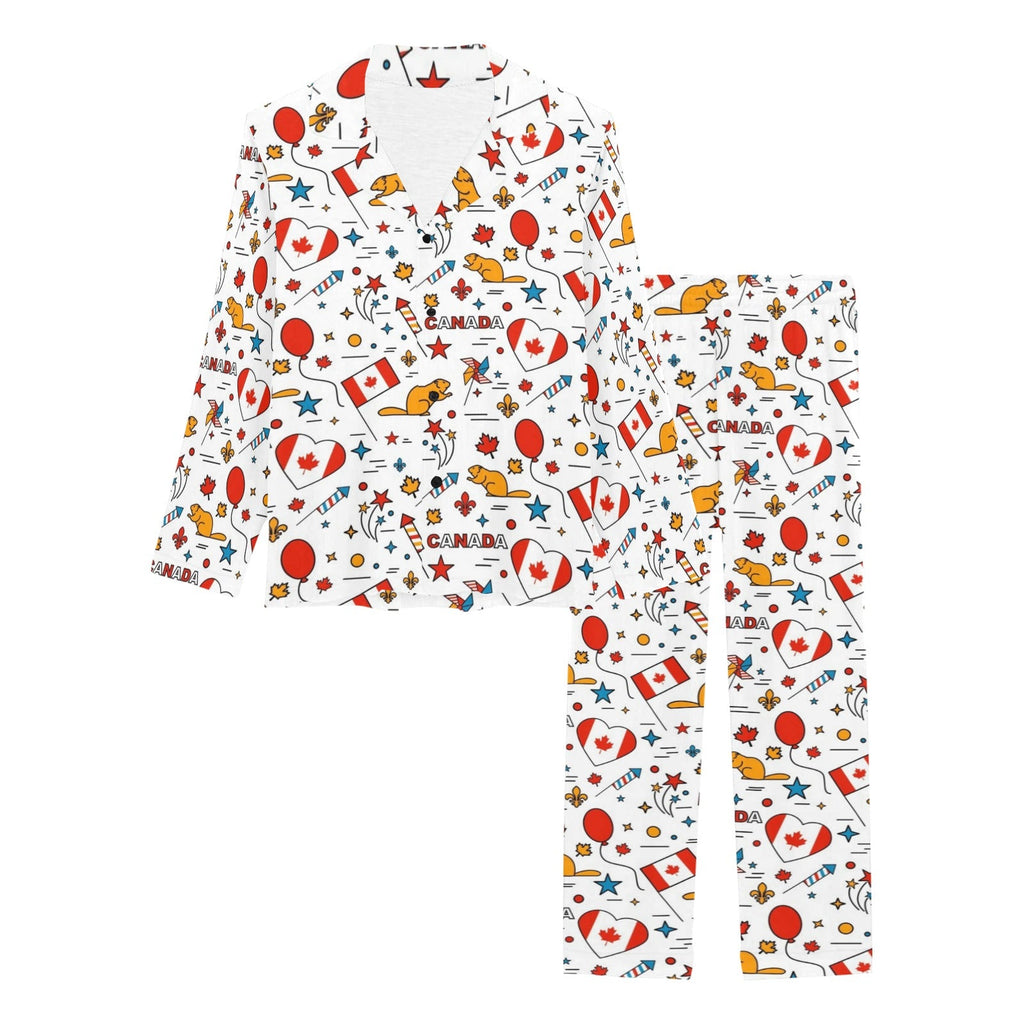 Canada Pattern Print Design 03 Women's Long Pajama Set