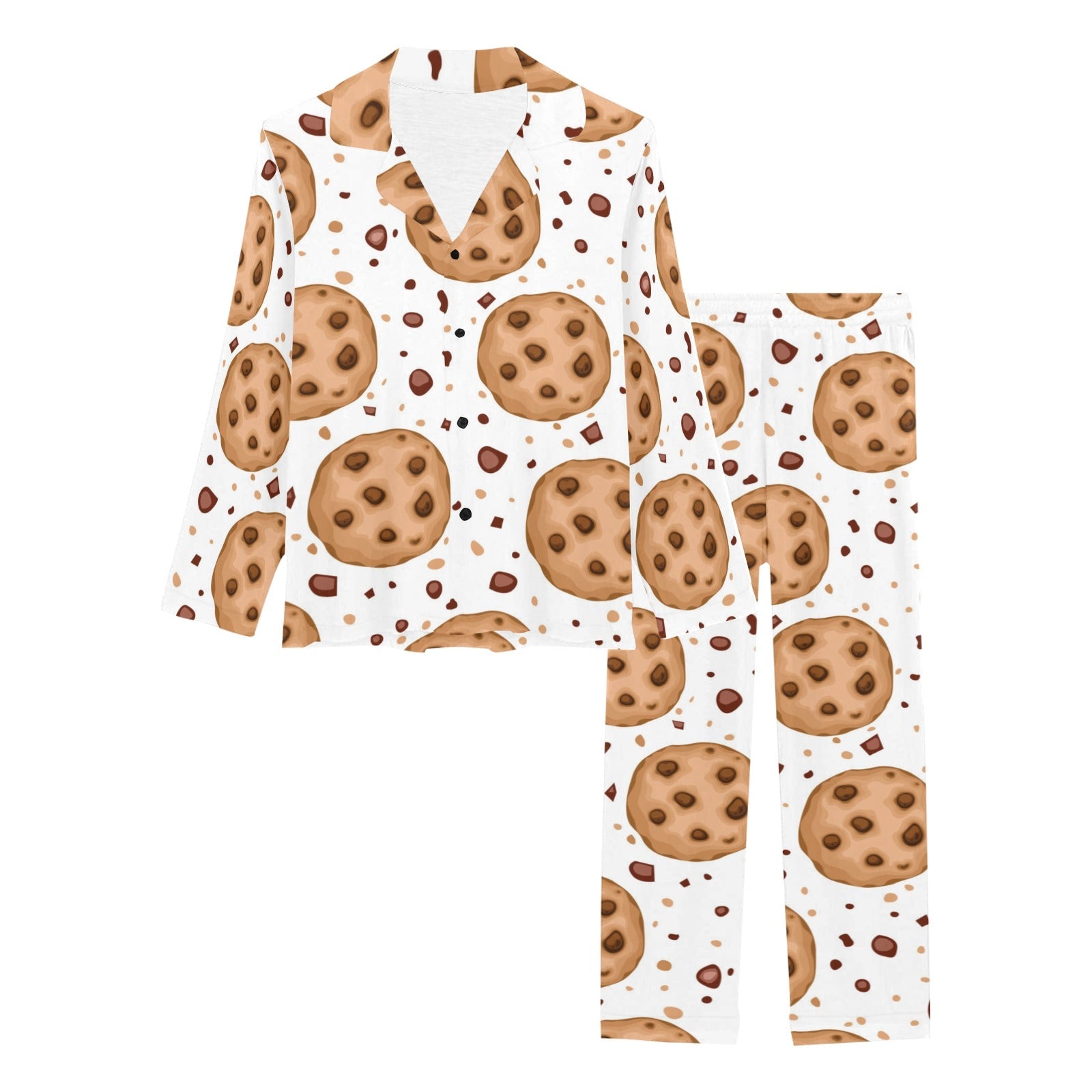 chocolate chip cookie pattern Women's Long Pajama Set